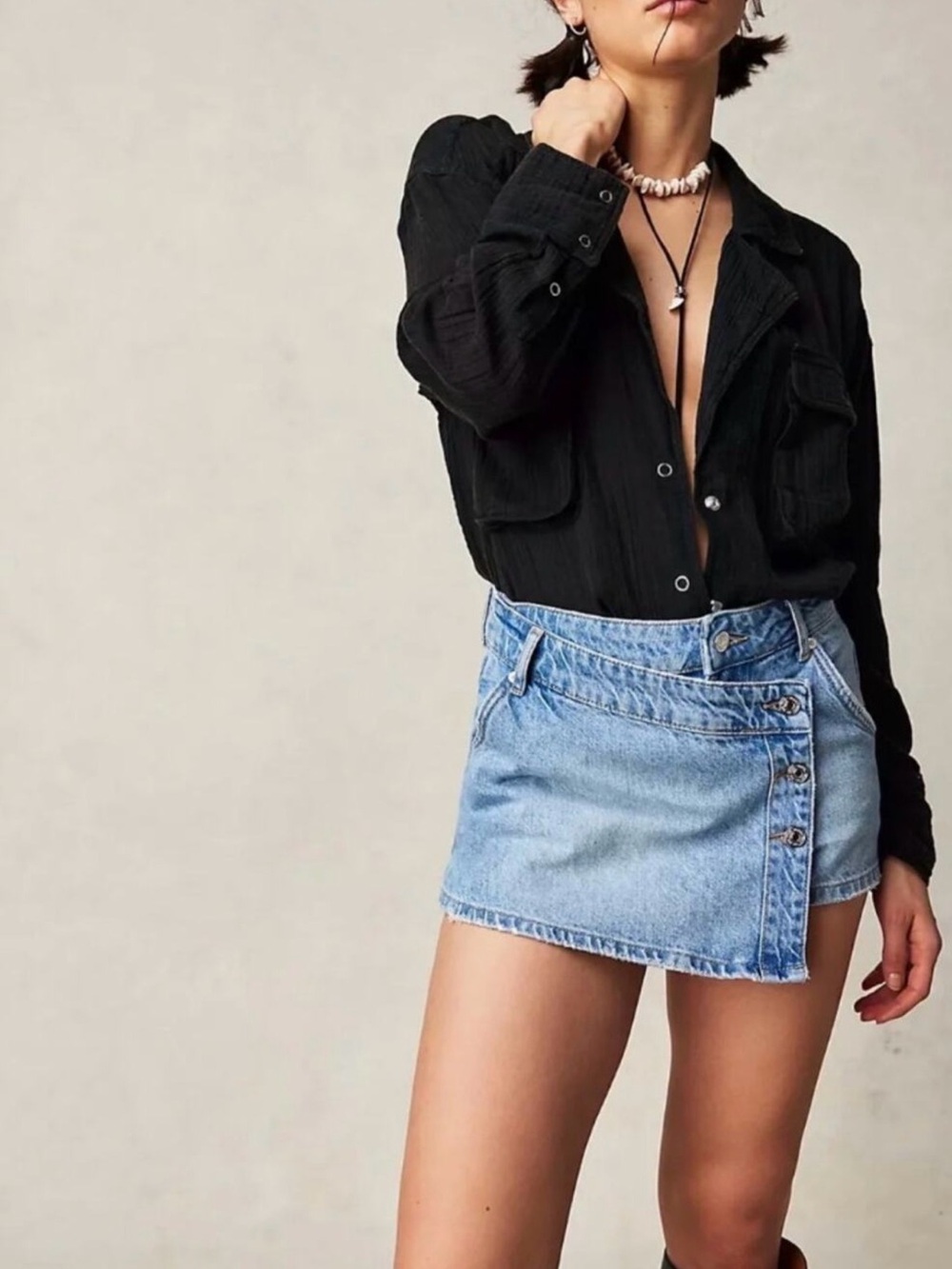 NWT Free People Size 28 100% Cotton Wynne Denim Skirt